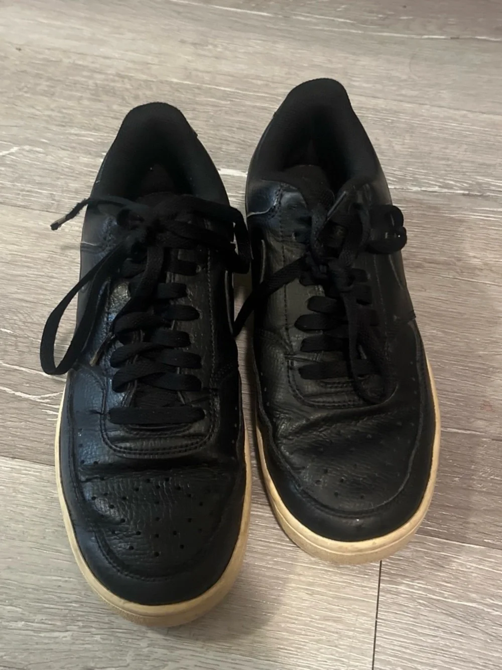 Nike Black Leather Sneakers with Tan Sole